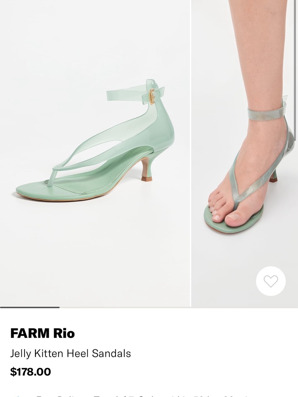 FARM Rio Mint Green Jelly Kitten-Heel Sandals
